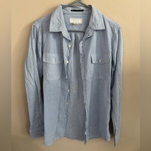 21men Blue Striped Casual Button-Down Shirt